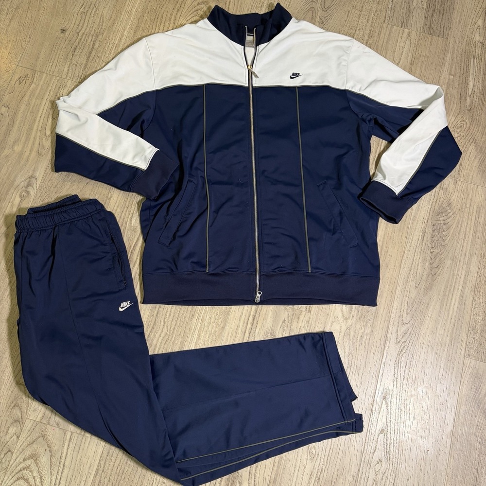 Nike Tracksuit Full Set XL Top L Bottom Blue Tricot  Y2K Grey Tag Archive Baggy